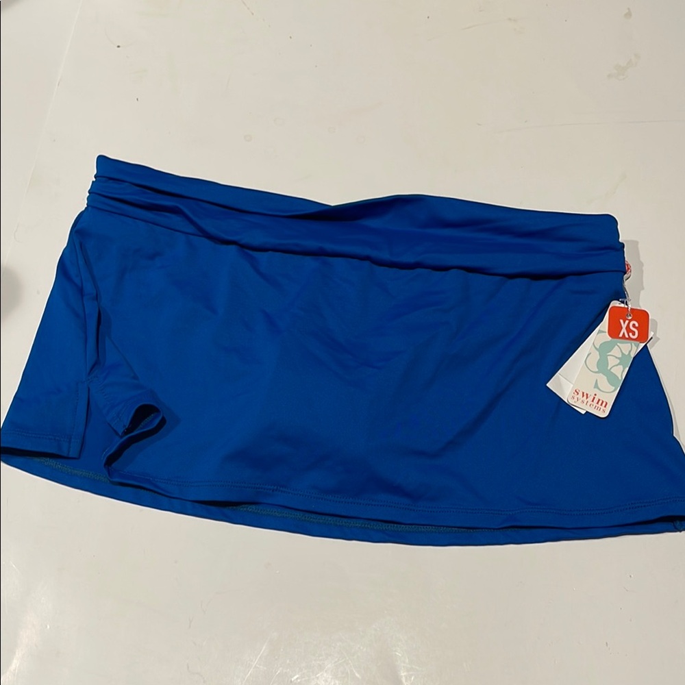 🎉Swim systems NWT bathing suit swim Skort XS aloha skirted hipster Nile blue $70
